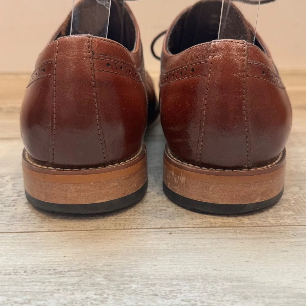 Stacy Adams Oxford Shoes Old Money Business Professional Mens 9.5 Cognac Leather